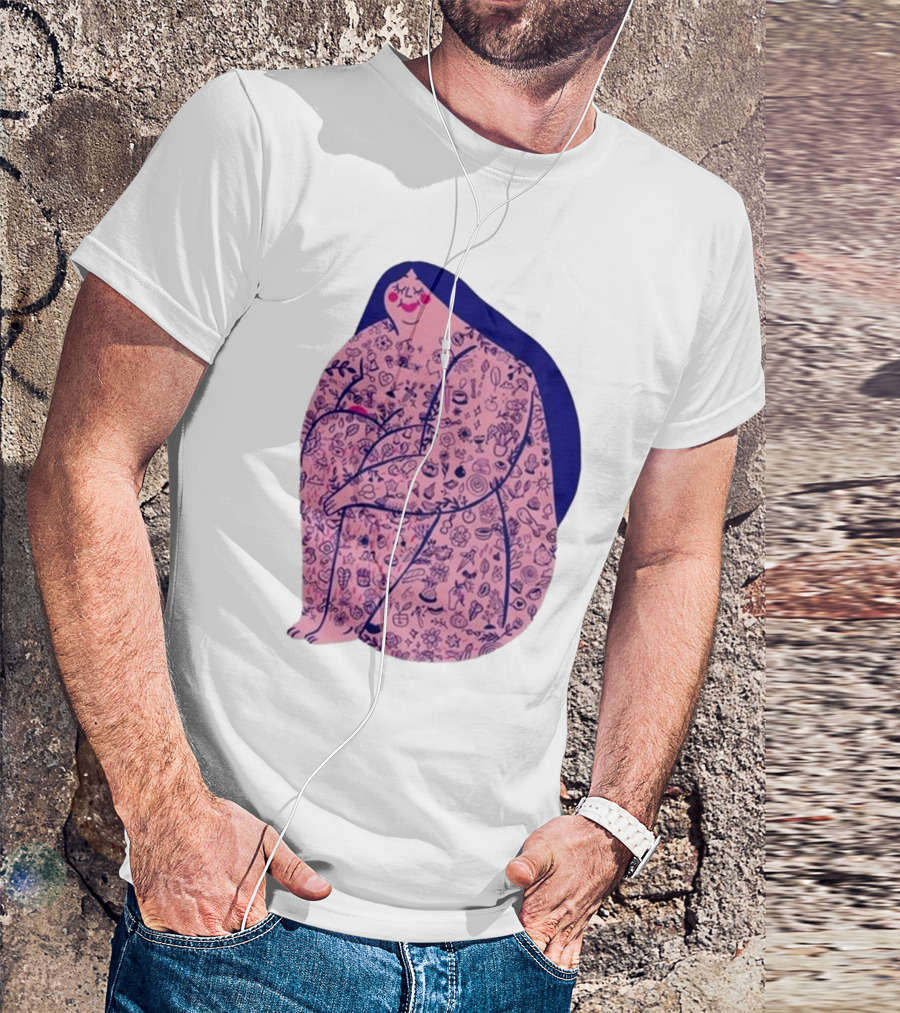 Marie Boiseau Tatouée Pink Figure With Detailed T-Shirt