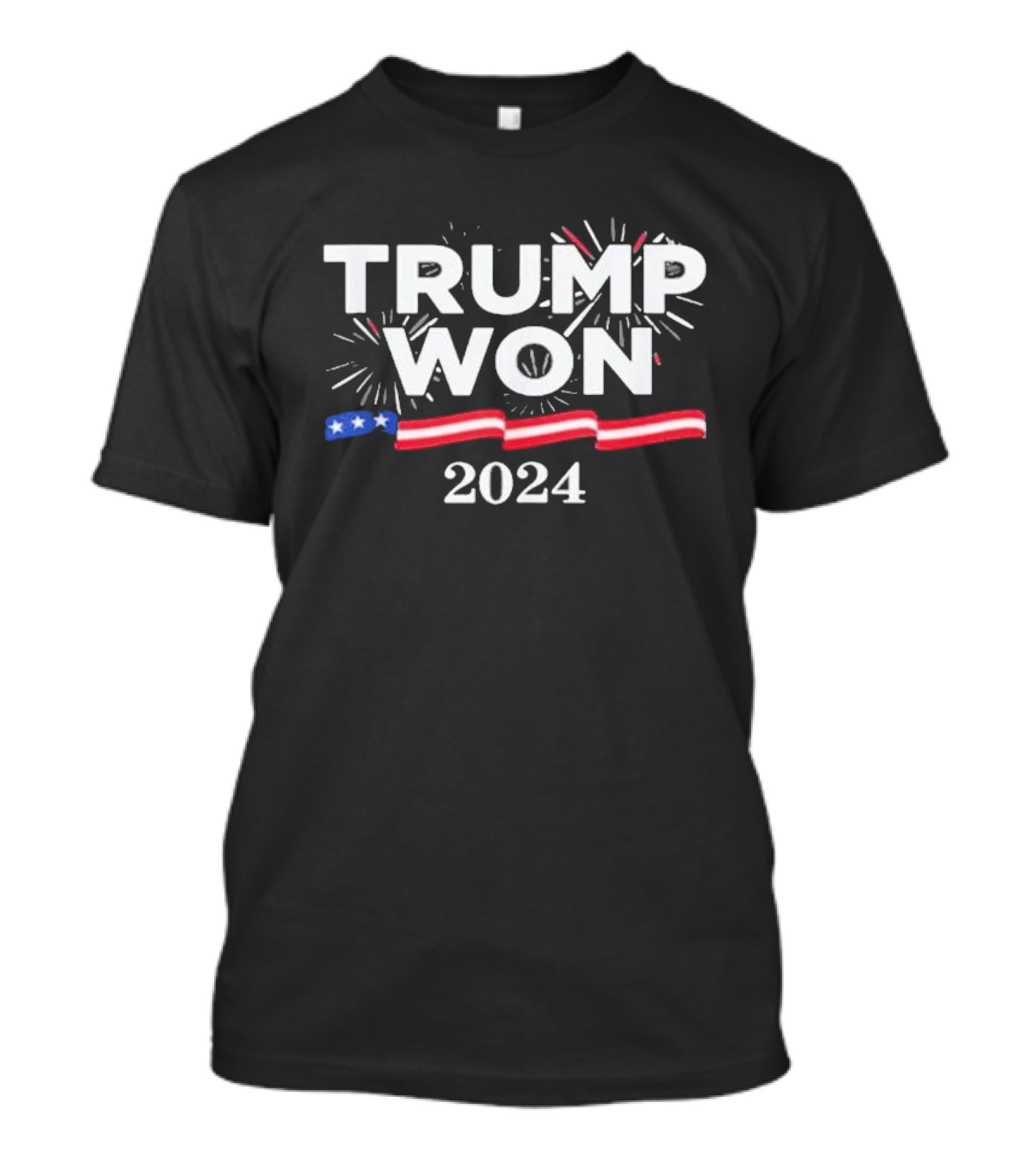 Trump Won 2024 Fireworks With American Flag Stripe T-Shirt