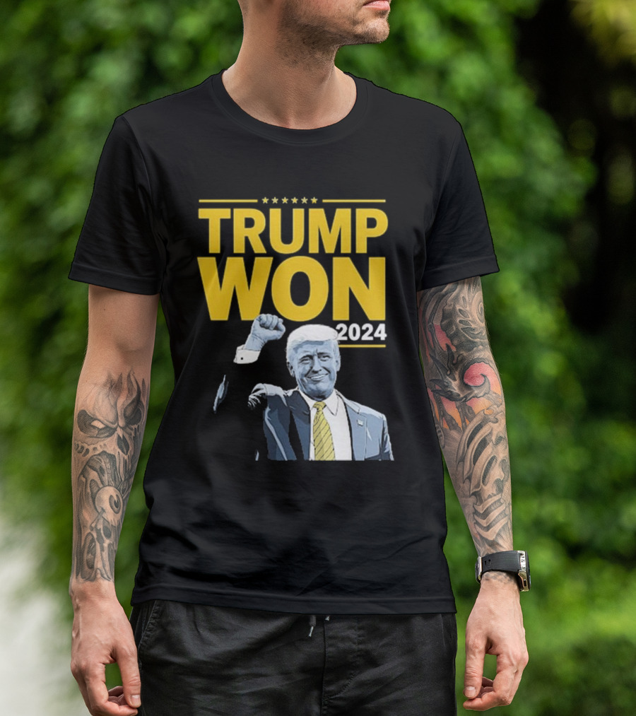 Trump Won 2024 Five Stars Patriotic Image T-Shirt