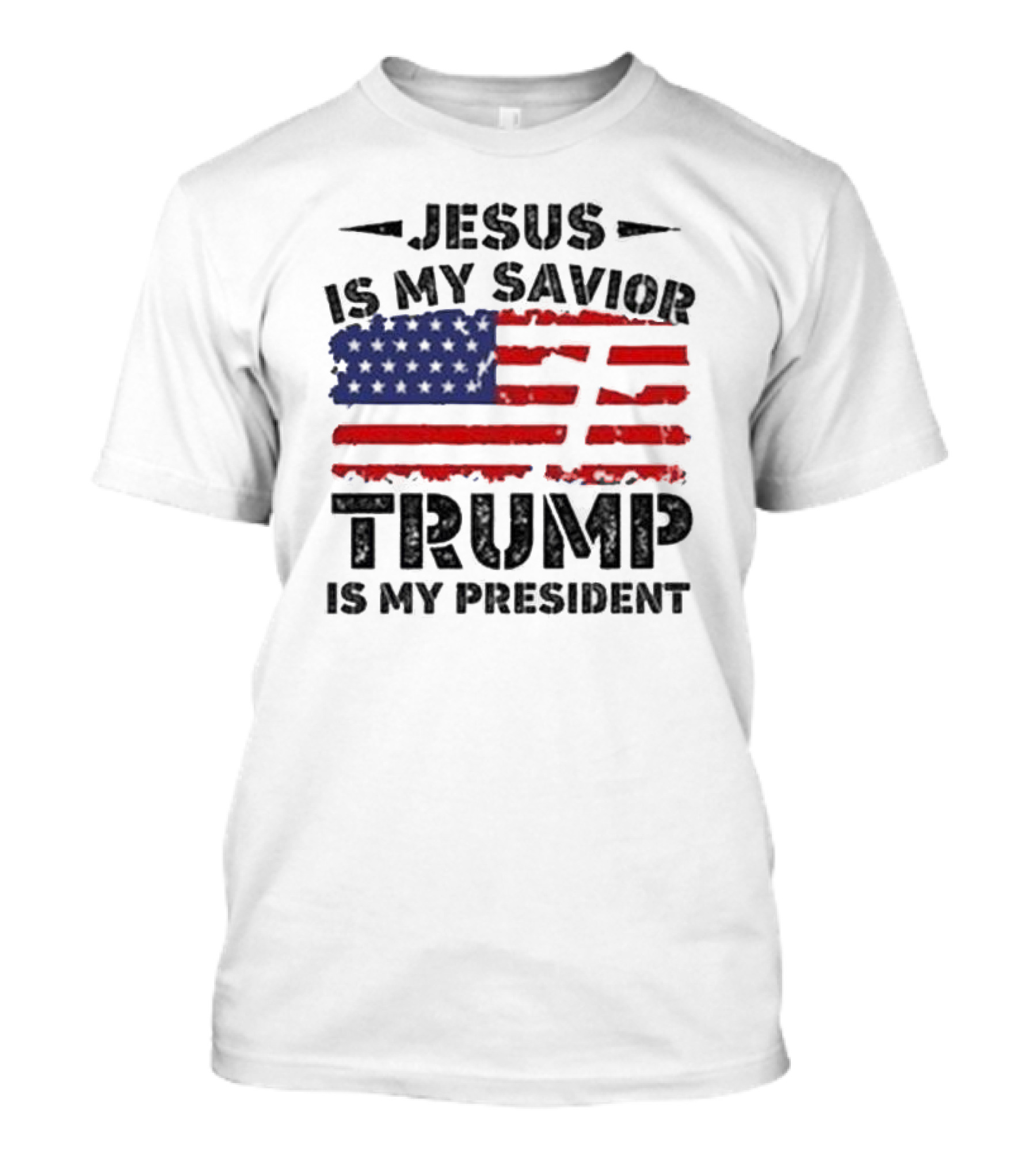 Jesus Is My Savior Trump Is My President 2024 USA Flag T-Shirt
