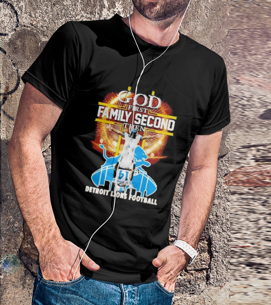 God First Family Second Detroit Lions Football Amon-Ra St. Brown Headstand T-Shirt
