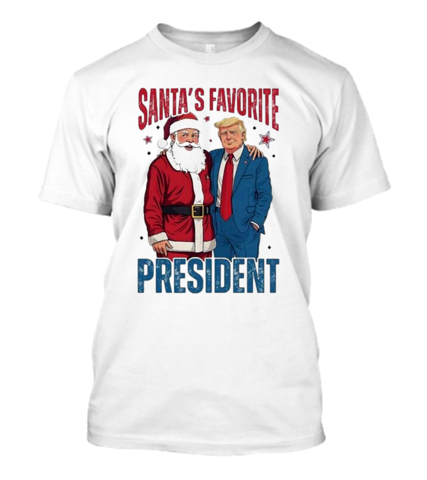 Santa’s Favorite President Trump With Santa Claus And Stars T-Shirt