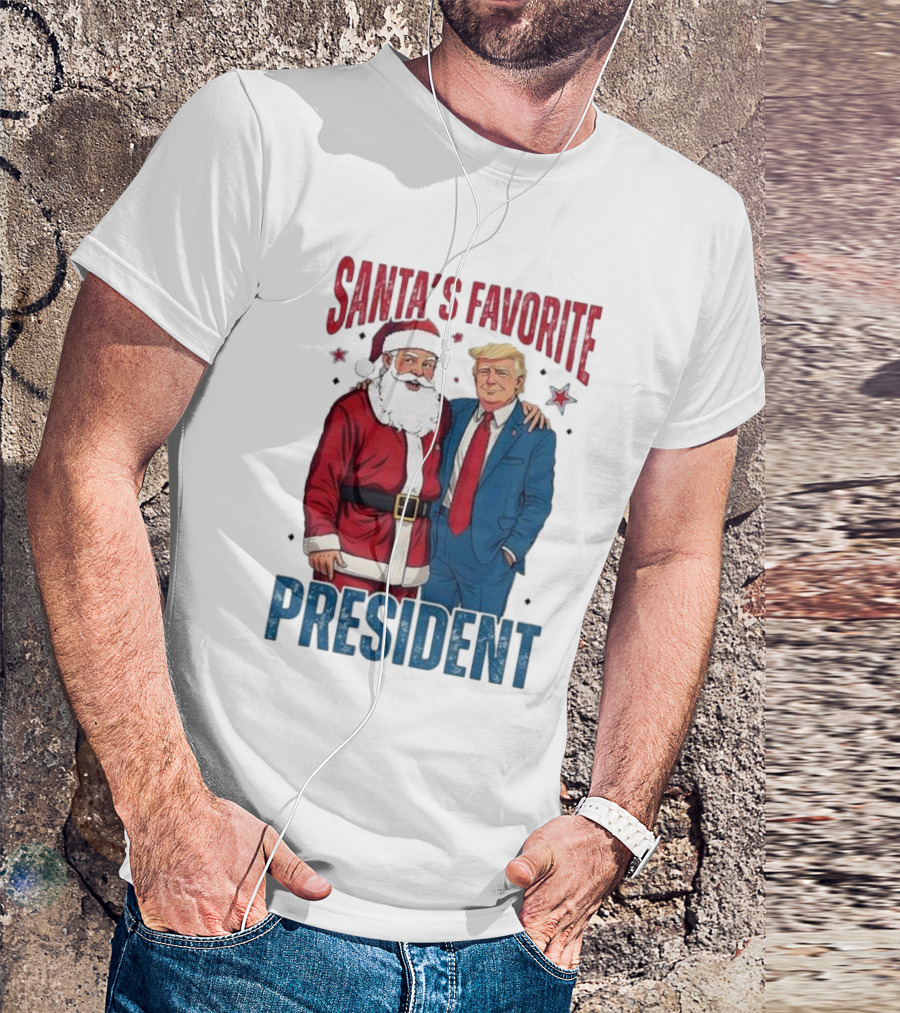 Santa’s Favorite President Trump With Santa Claus And Stars T-Shirt