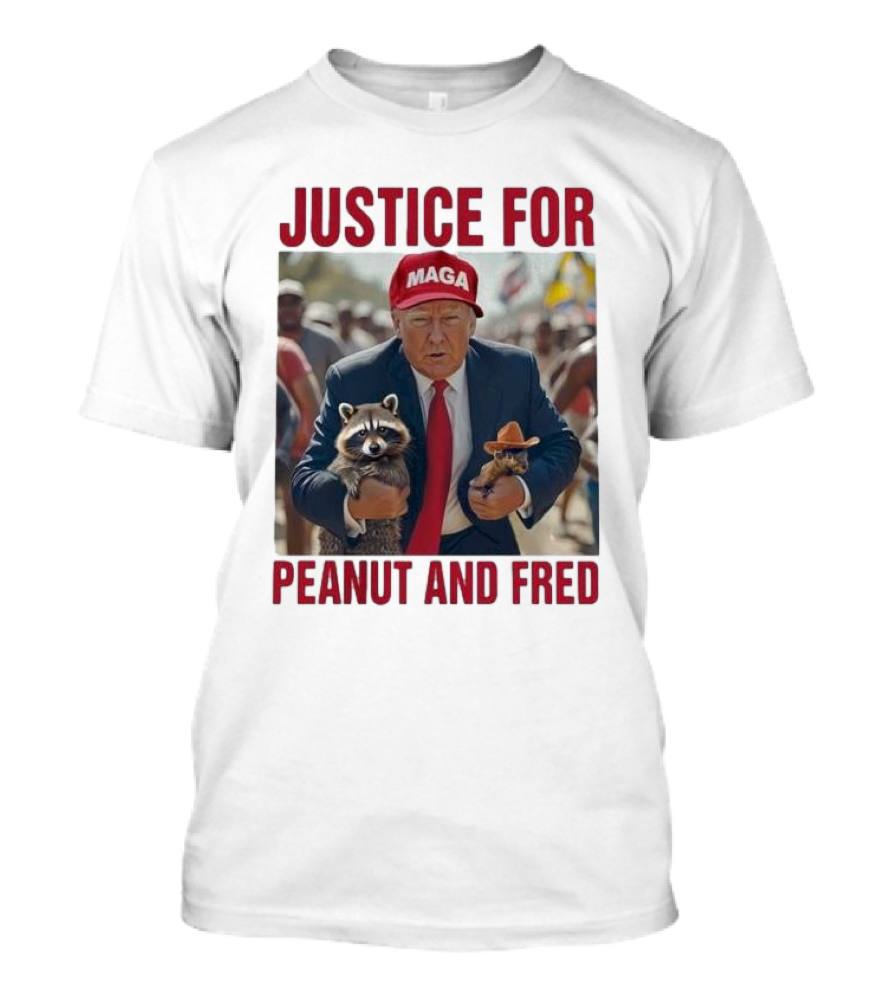MAGA Justice For Peanut And Fred Trump Holding Raccoon And Squirrel T-Shirt
