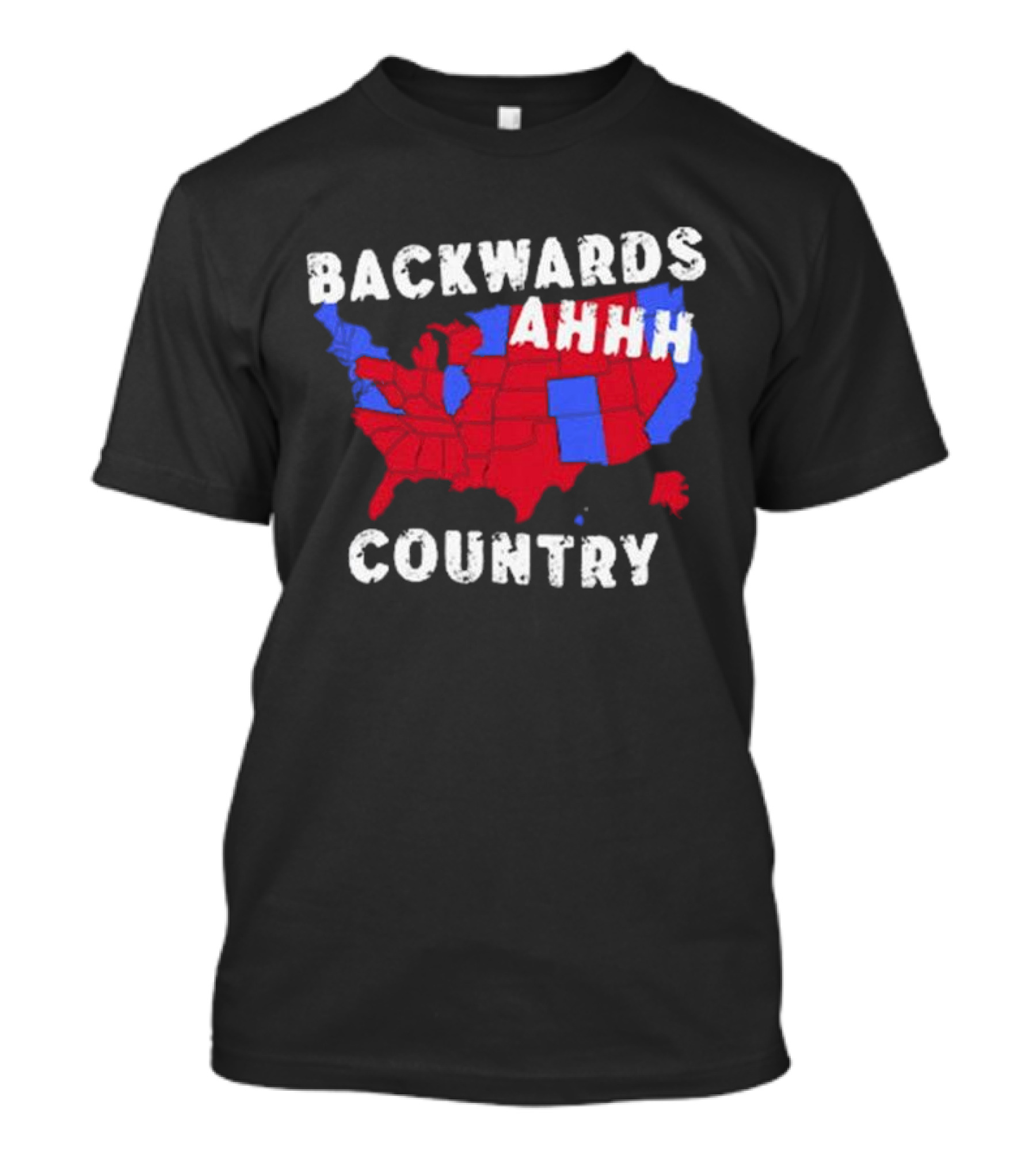 BACKWARDS AHHH COUNTRY RED AND BLUE USA MAP POLITICAL COMMENTARY T-Shirt