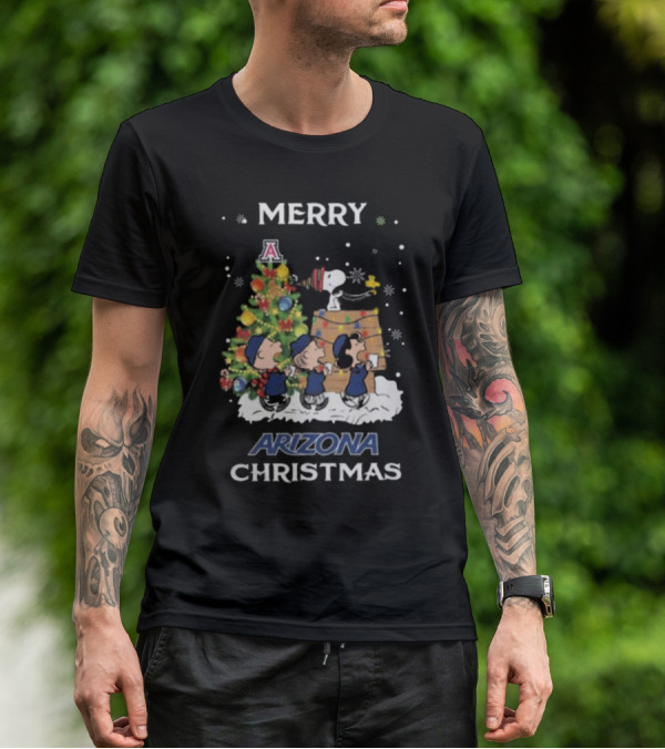 Merry Arizona Christmas Wildcats Snoopy And Friends T-Shirt