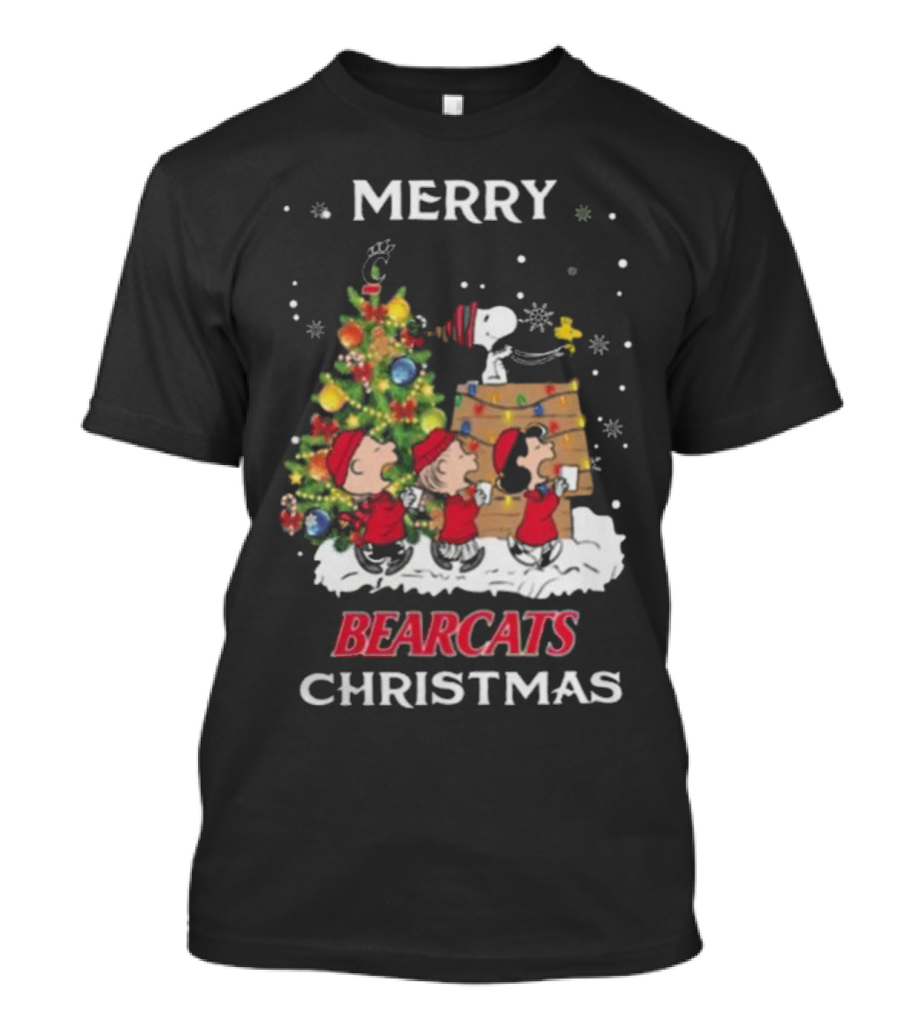 Merry Bearcats Christmas With Snoopy And Friends T-Shirt
