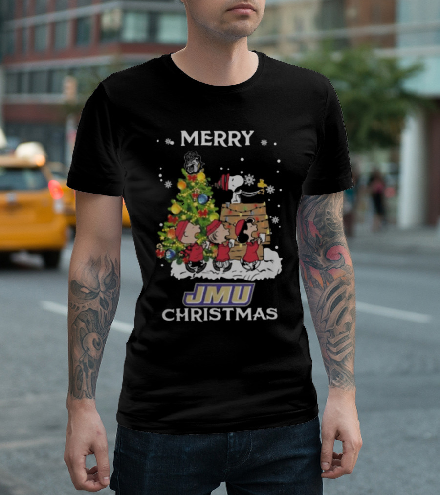 Merry JMU Christmas Snoopy and Friends T-Shirt