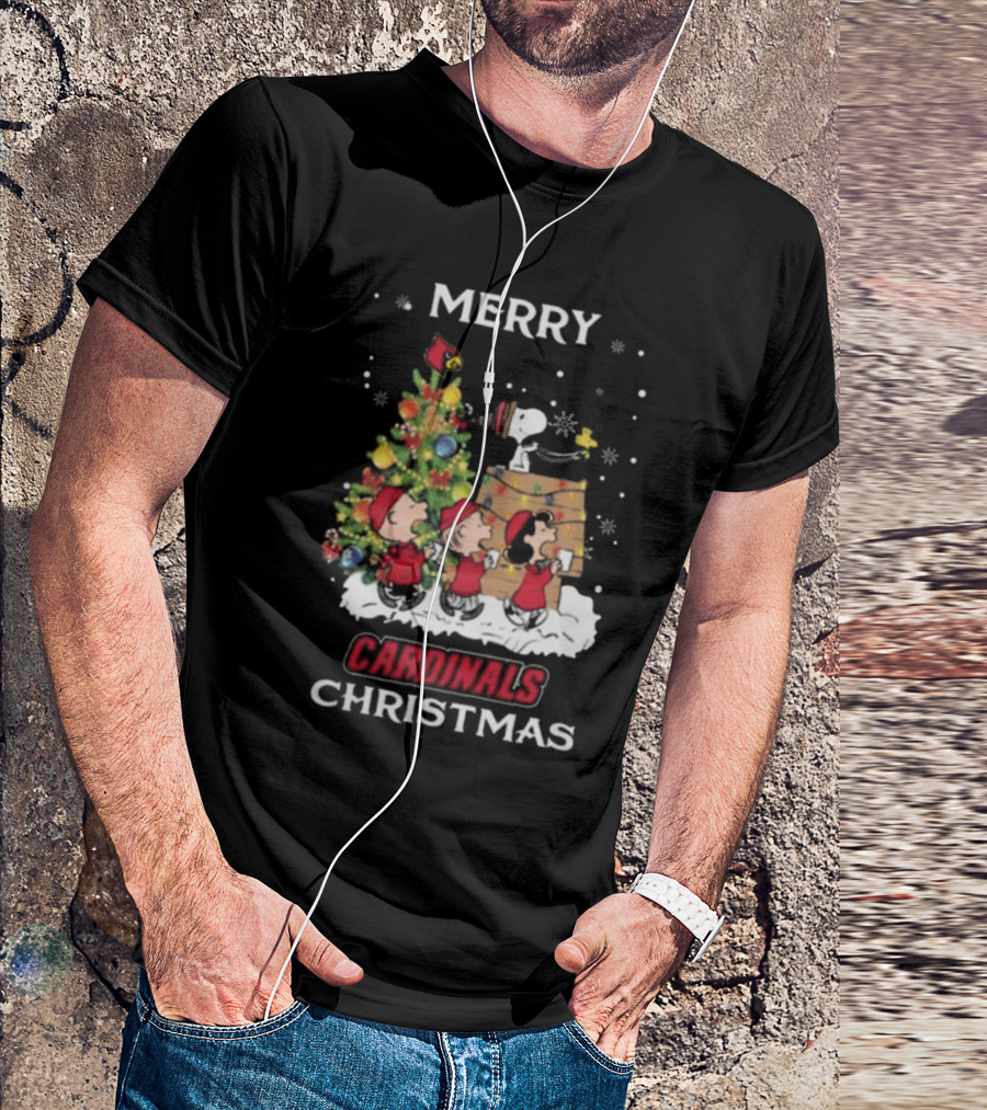 Merry Cardinals Christmas 2024 Snoopy And Friends Louisville T-Shirt