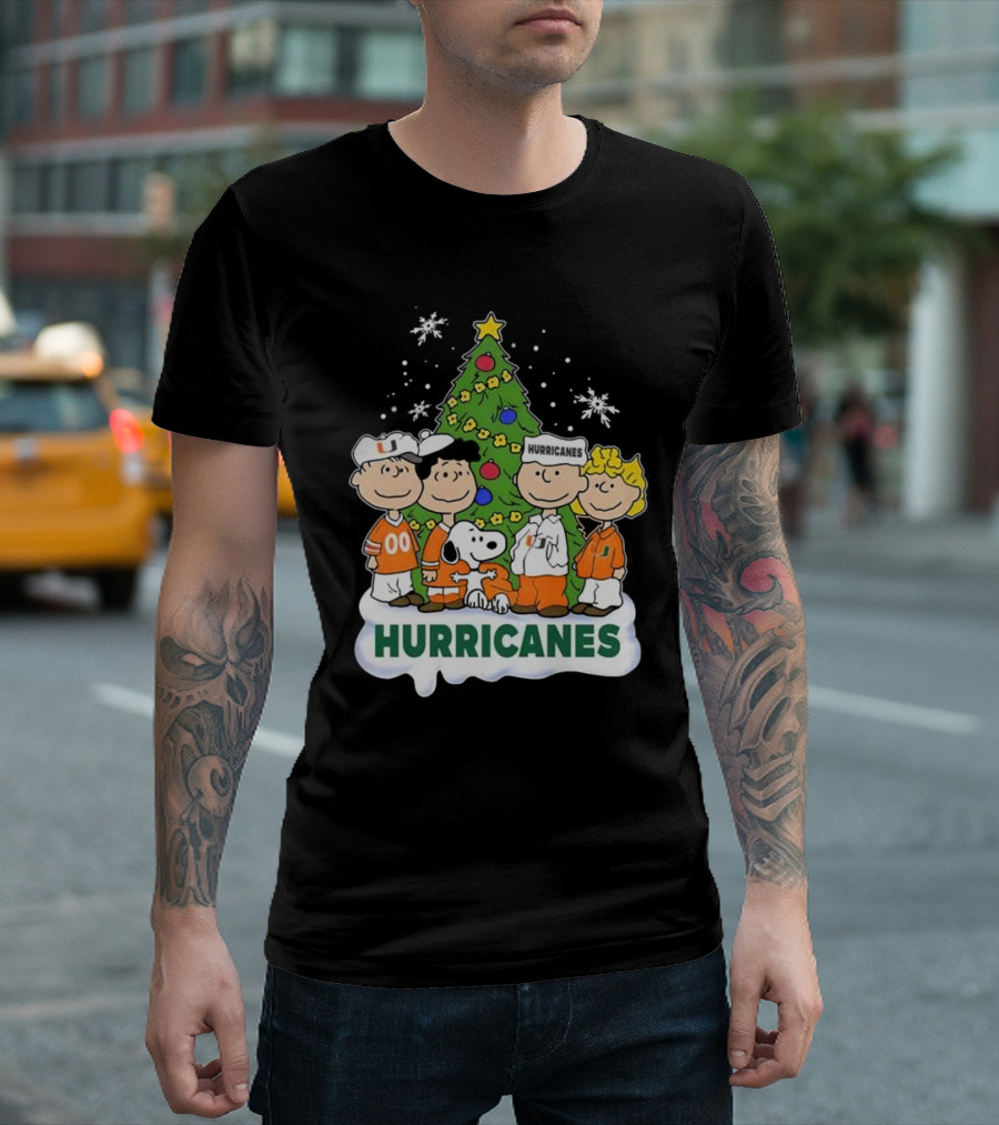 Miami Hurricanes Snoopy And Friends Christmas Tree T-Shirt