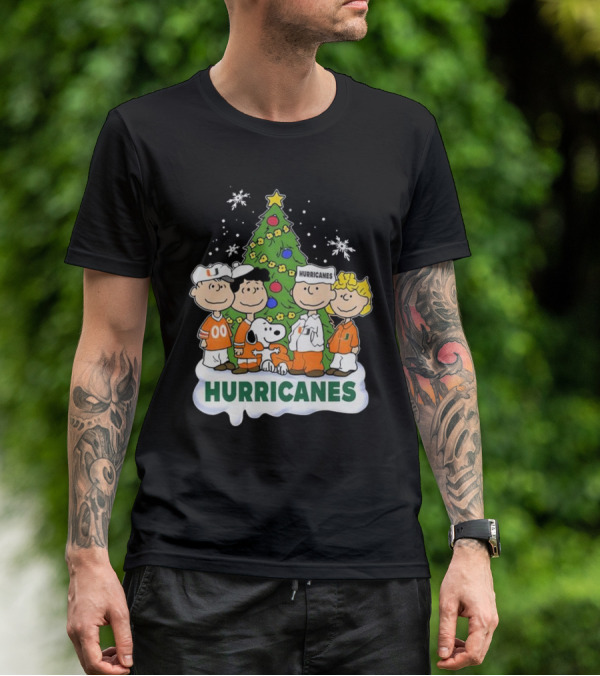Miami Hurricanes Snoopy And Friends Christmas Tree T-Shirt