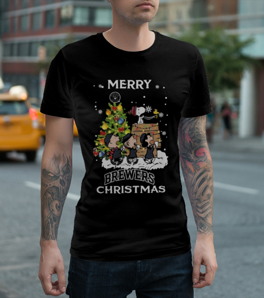 Merry Brewers Christmas 2024 Snoopy And Friends T-Shirt
