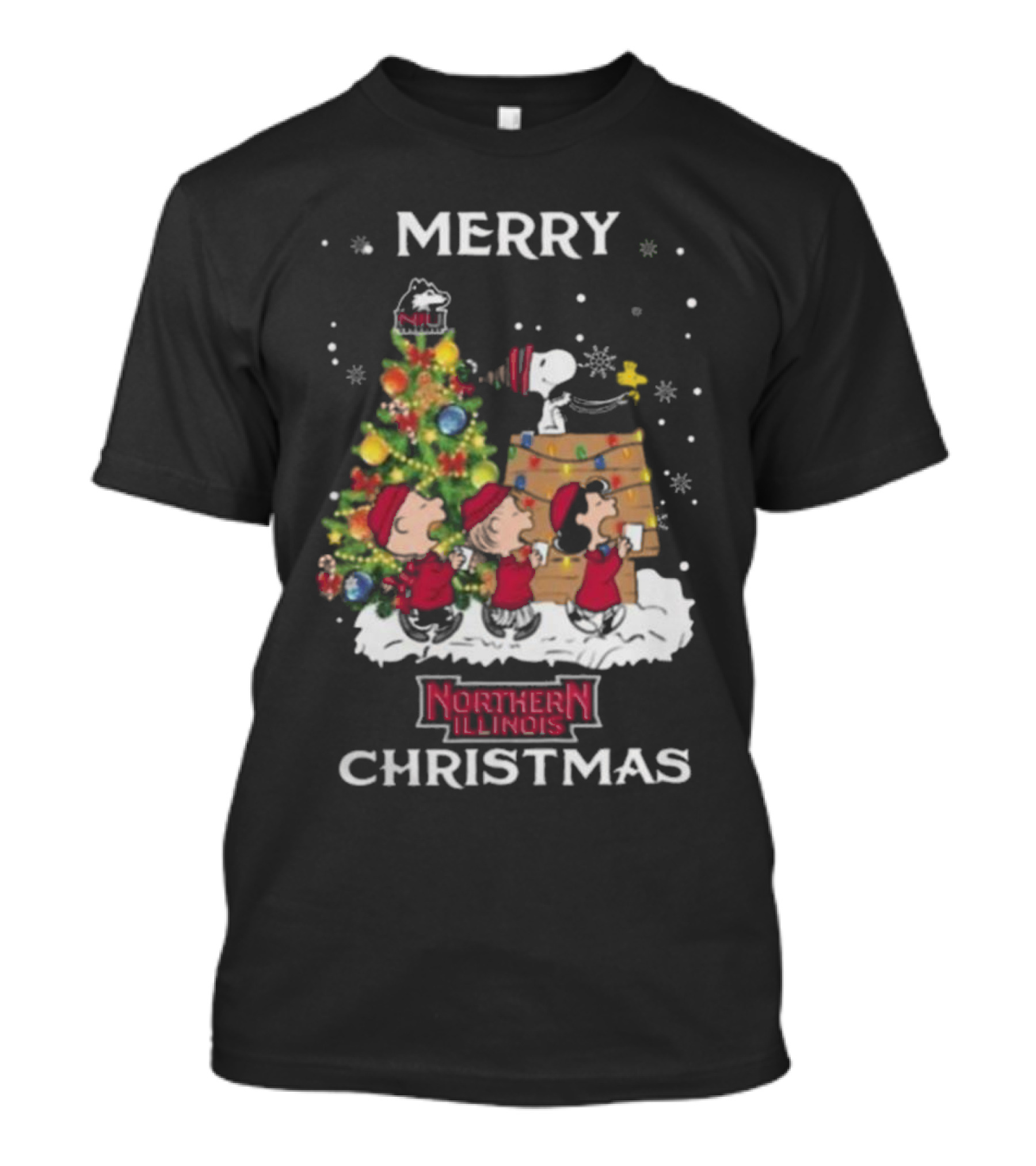 Merry Christmas 2024 Snoopy And Friends Northern Illinois Huskies T-Shirt