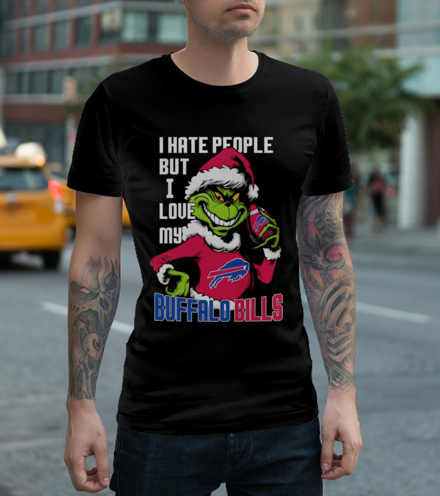 I Hate People But I Love My Buffalo Bills Santa Grinch T-Shirt