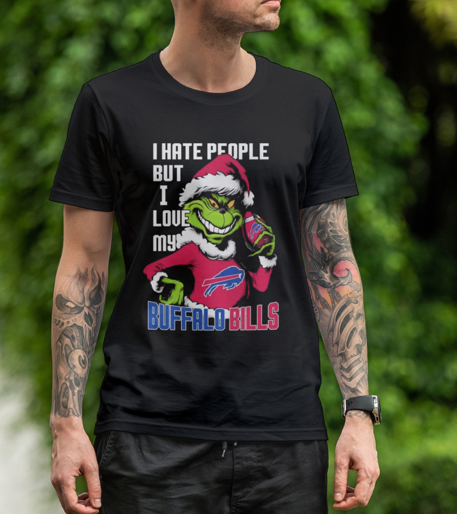 I Hate People But I Love My Buffalo Bills Santa Grinch T-Shirt