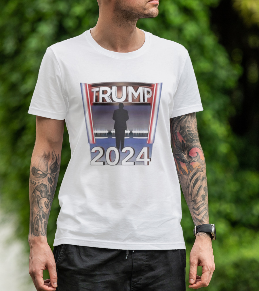 Seb Gorka Trump 2024 Silhouette With Bold Monumental Red White And Blue Elements T-Shirt