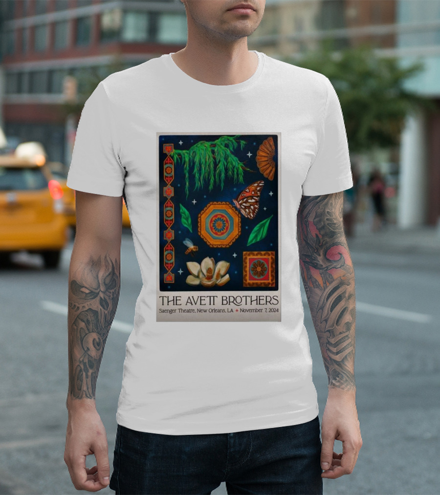 The Avett Brothers November 7 2024 Saenger Theatre New Orleans LA Tour Magnolia and Butterfly T-Shirt