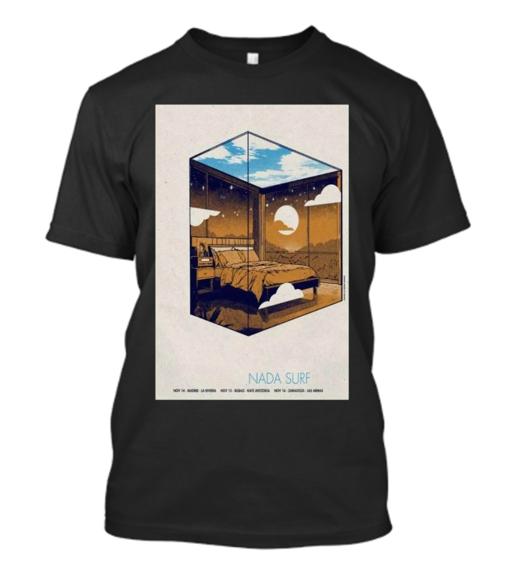 Nada Surf Nov 14 2024 Madrid Sla Riviera Bedroom Cube Concert T-Shirt