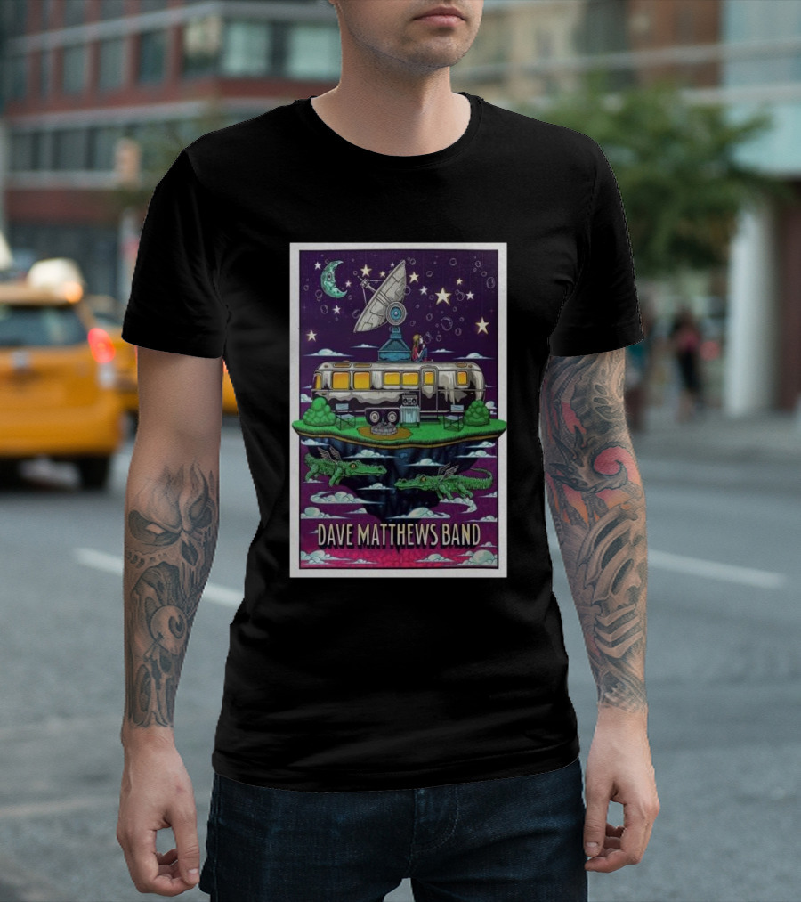Dave Matthews Band 30th Anniversary Under The Table and Dreaming Floating Caravan with Alligators Moon and Stars T-Shirt