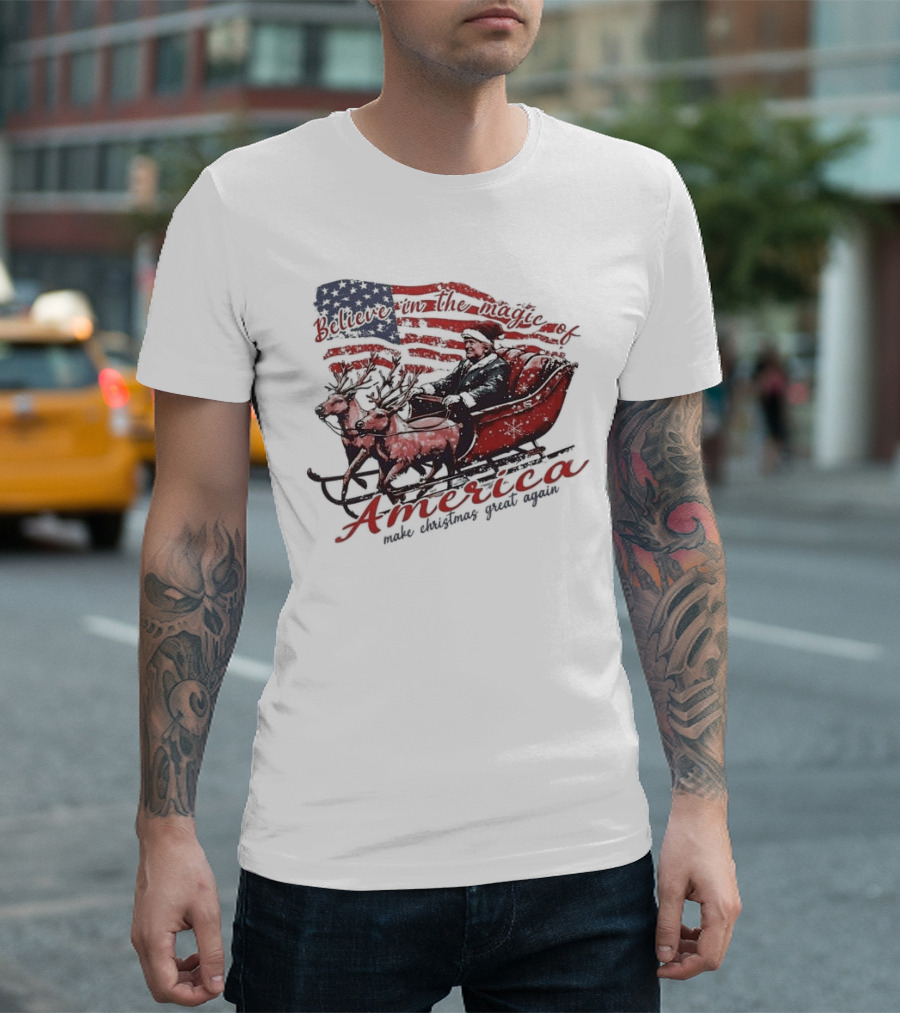 Believe In The Magic Of America Make Christmas Great Again America T-Shirt