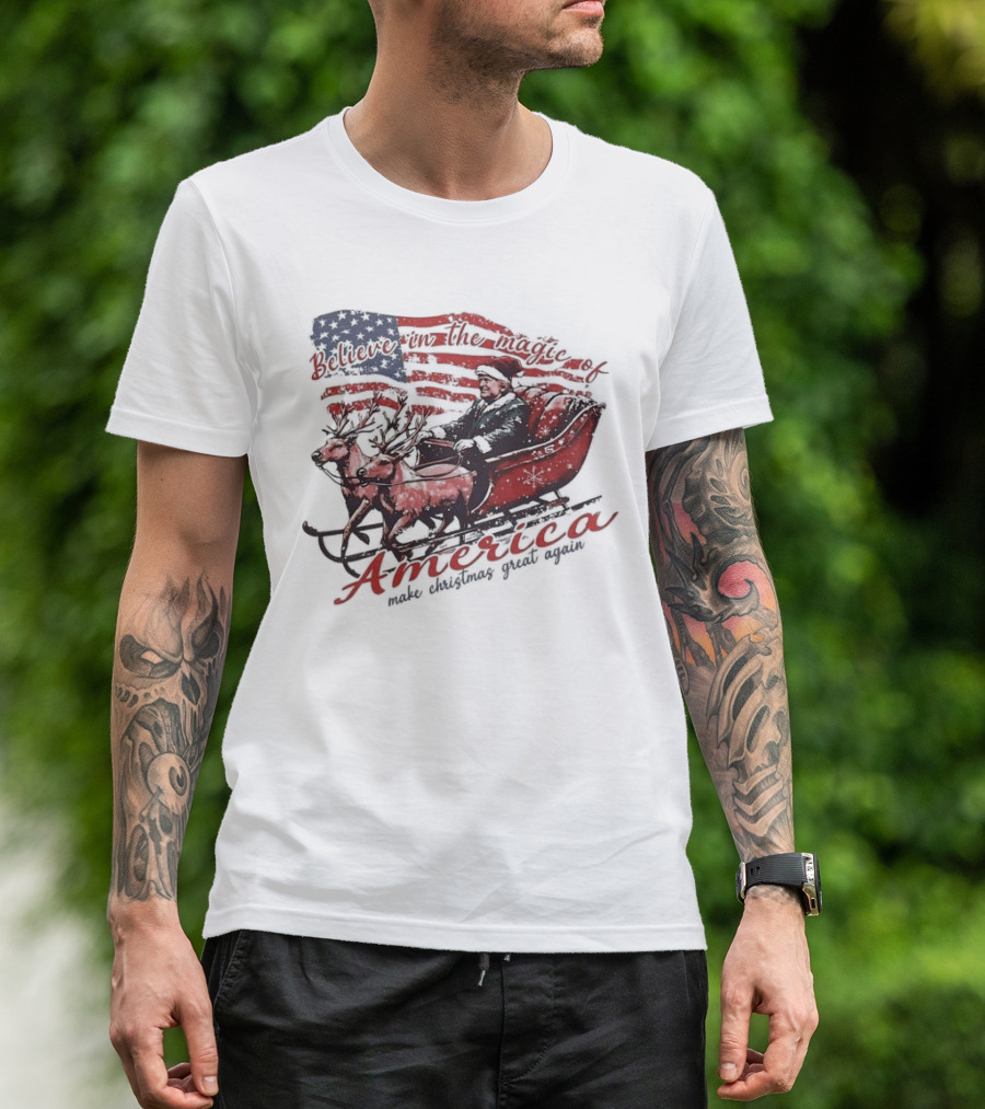 Believe In The Magic Of America Make Christmas Great Again America T-Shirt