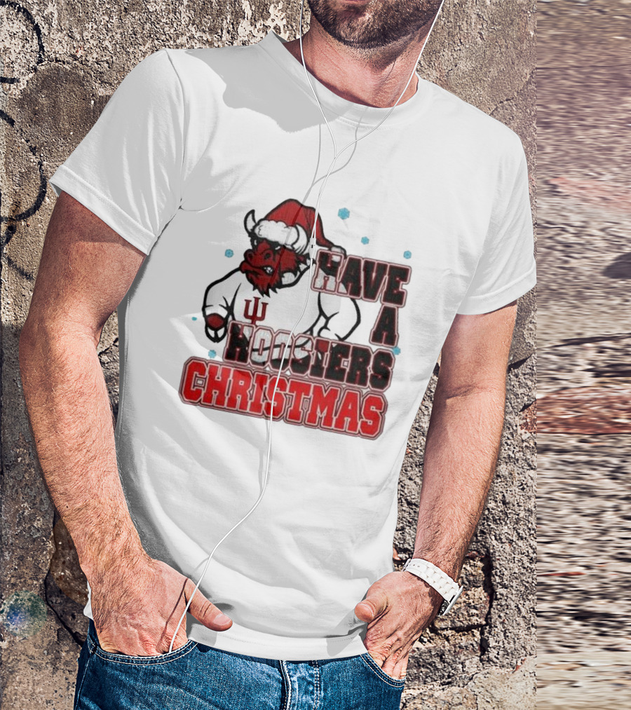 Indiana Hoosiers Santa Mascot Have A Hoosiers Christmas T-Shirt