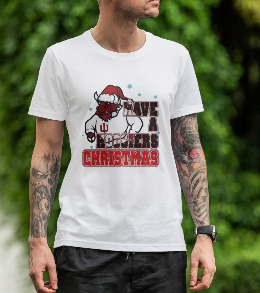 Indiana Hoosiers Santa Mascot Have A Hoosiers Christmas T-Shirt