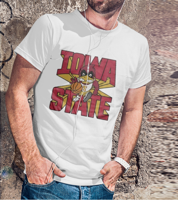 Iowa State Cyclones Basketball Mascot Dribbling Cartoon T-Shirt