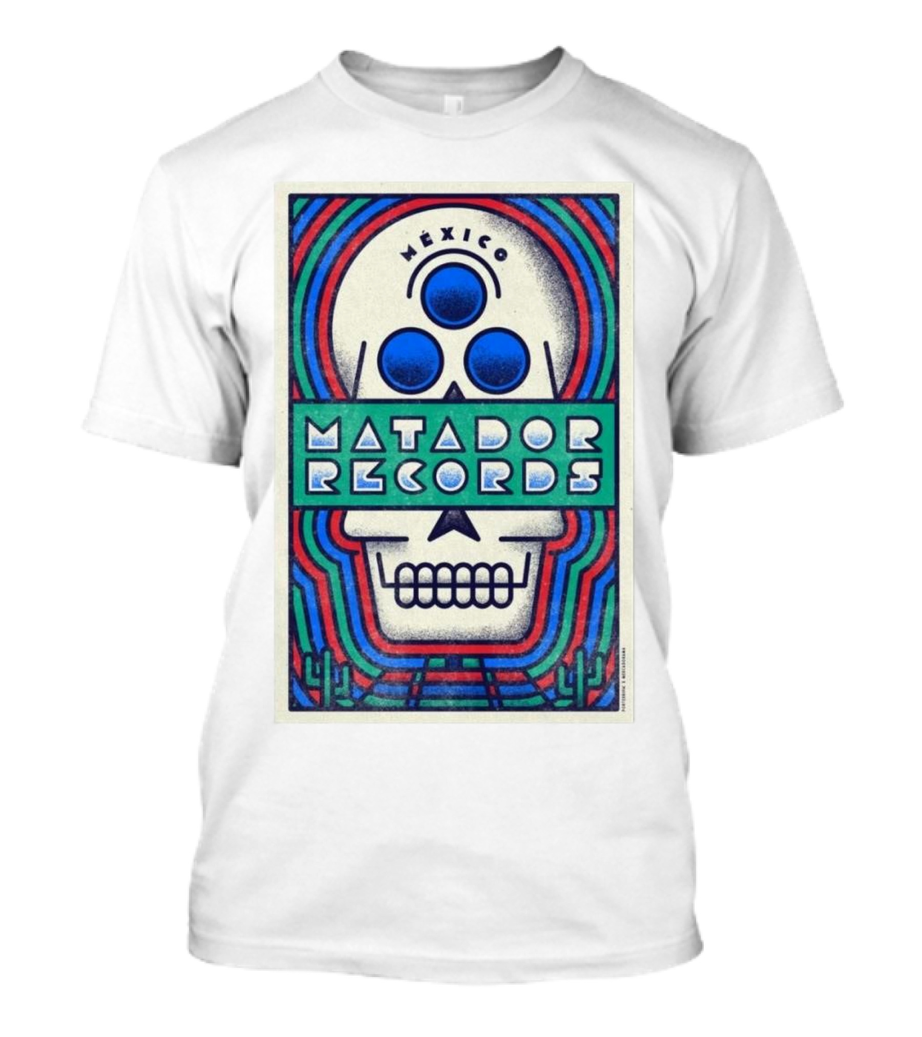 MÉXICO MATADOR RECORDS 2024 Skull Design With Blue Circles T-Shirt