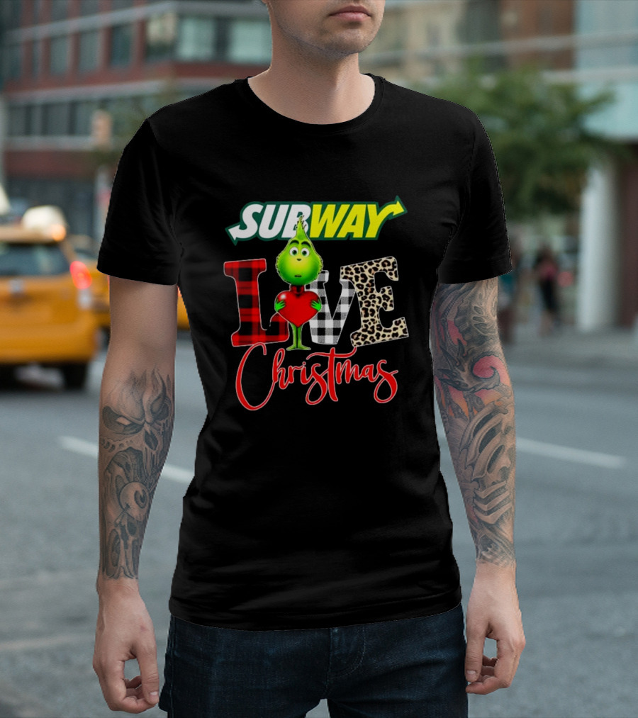 SUBWAY Grinch Love Heart Christmas T-Shirt