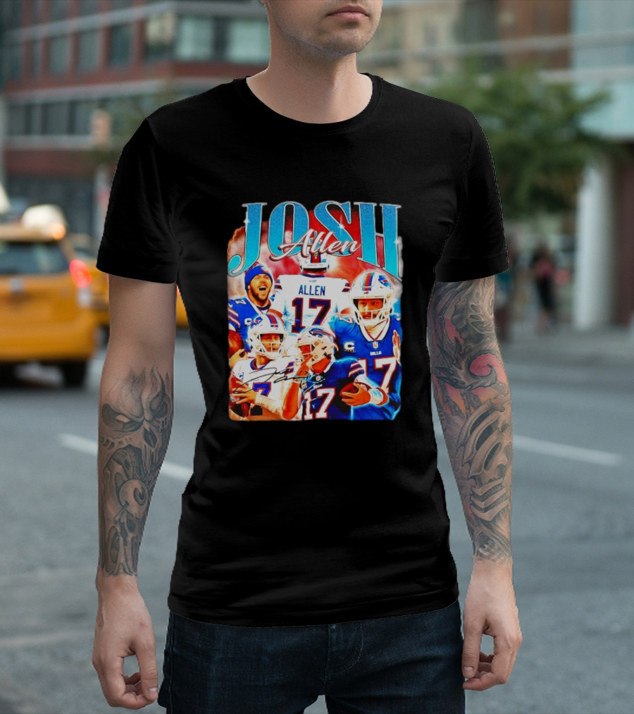 Josh Allen 17 Buffalo Bills Signature Vintage Retro Bootleg 90s T-Shirt