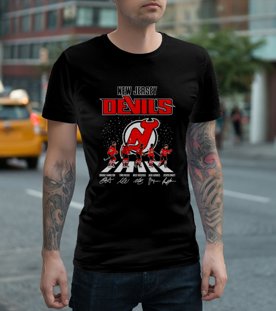 New Jersey Devils Dougie Hamilton Timo Meier Nico Hischier Jack Hughes Jesper Bratt Signatures Christmas T-Shirt