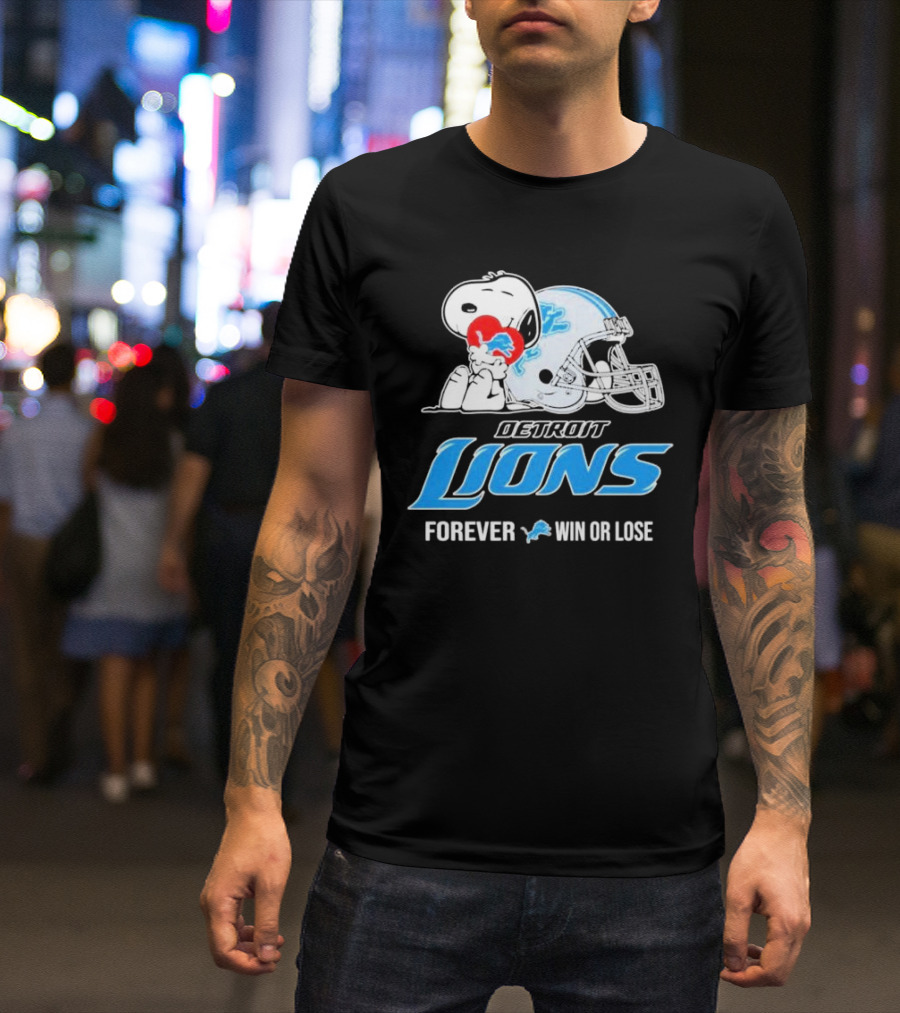 Snoopy Detroit Lions Forever Win Or Lose T-Shirt