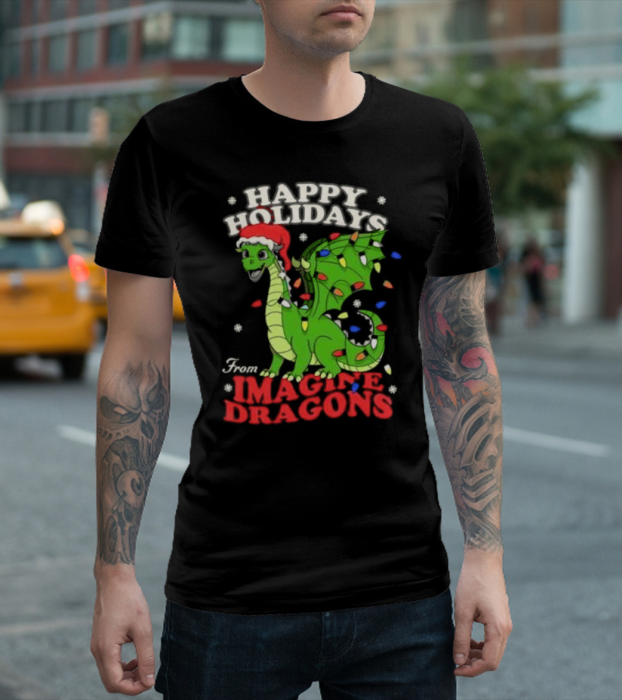 Happy Holidays from Imagine Dragons Cartoon Dragon T-Shirt