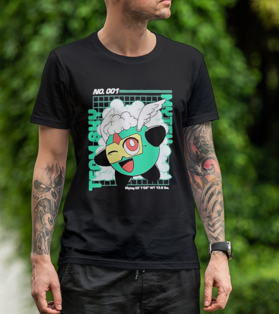 Mandjtv Team Sky Mytey No. 001 Winged Character With Grid Background T-Shirt