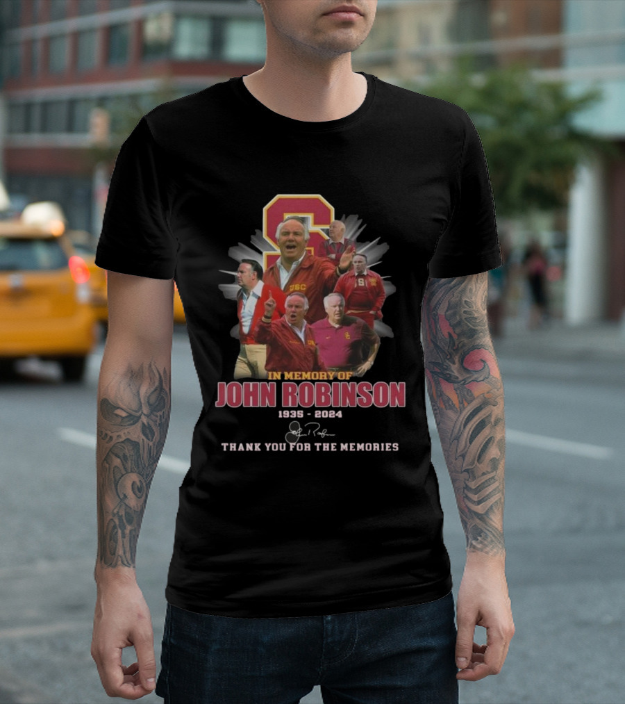 USC Trojans Thank You for the Memories In Memory of John Robinson 1935-2024 Signature T-Shirt