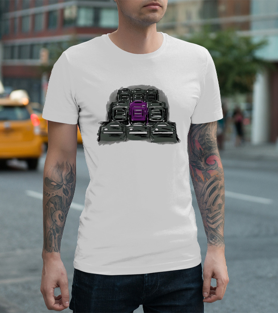 Grimace The Purple Seat Among Gray Car Seats T-Shirt