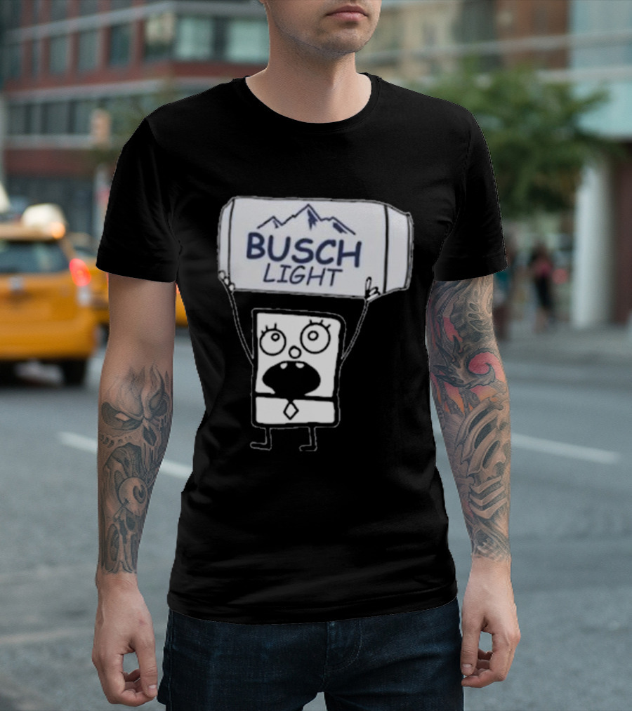 Doodlebob Holding Busch Light Can T-Shirt