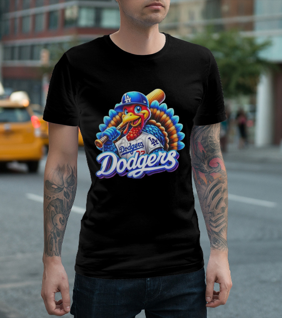 Dodgers Thanksgiving LA Baseball Turkey T-Shirt