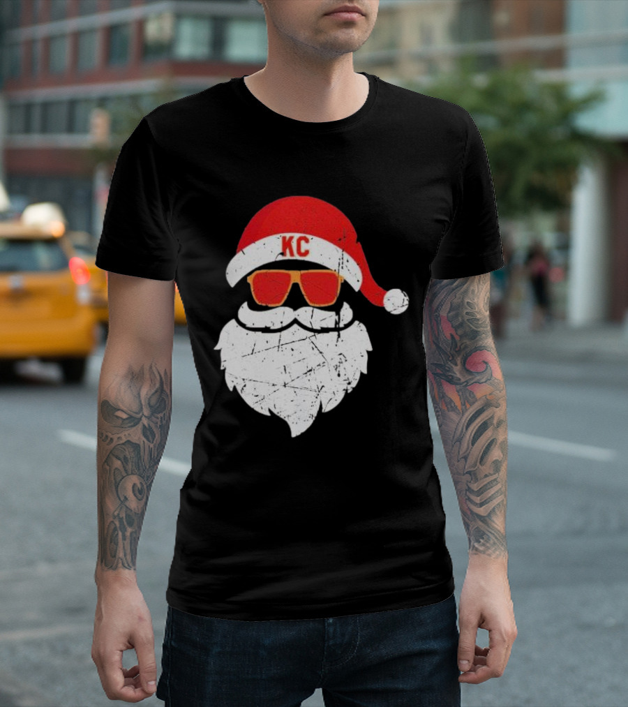 Kansas City Chiefs KC Santa Claus Christmas Holiday T-Shirt