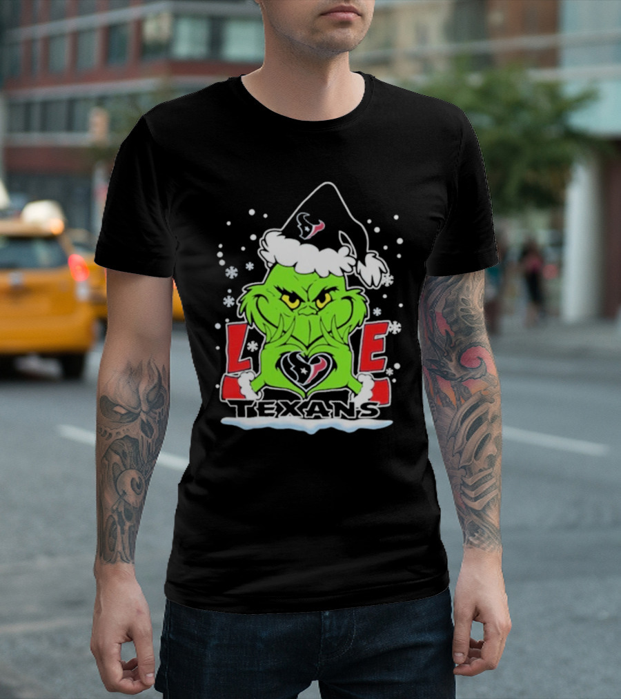 The Grinch Love Houston Texans Football Christmas T-Shirt
