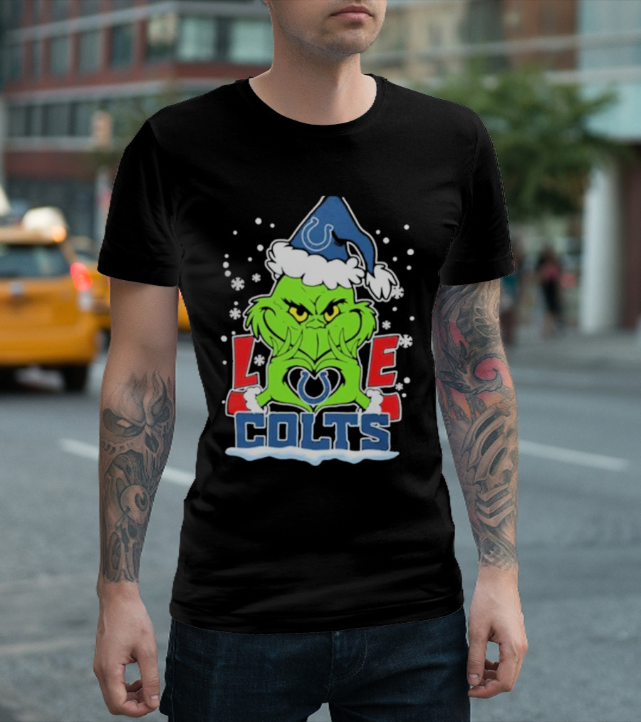 The Grinch Indianapolis Colts Love 2024 Football Christmas T-Shirt