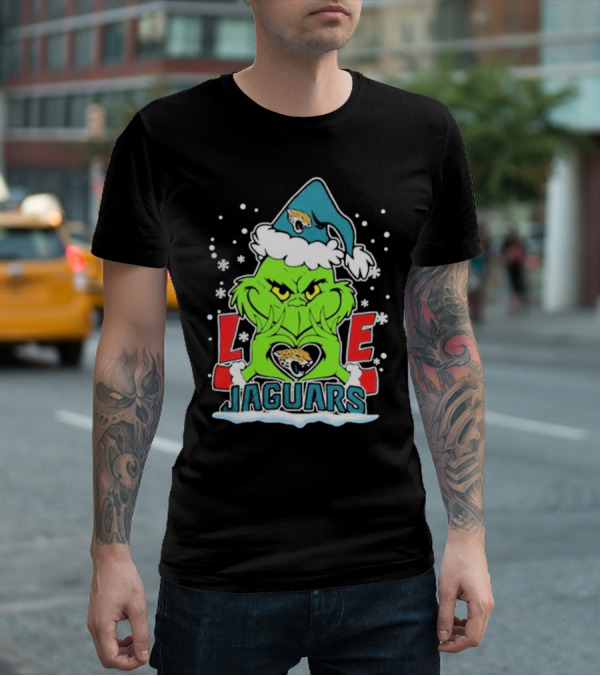 The Grinch Love Jacksonville Jaguars Football Christmas T-Shirt