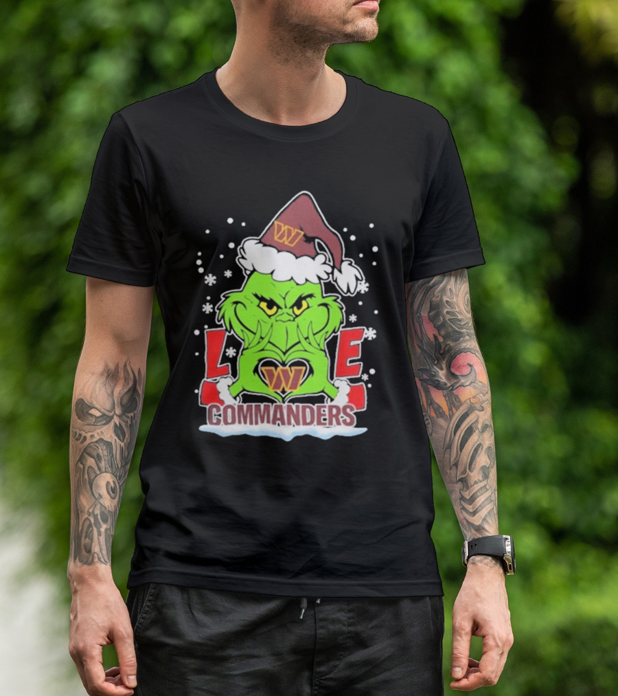 Grinch Christmas Love Washington Commanders Football T-Shirt