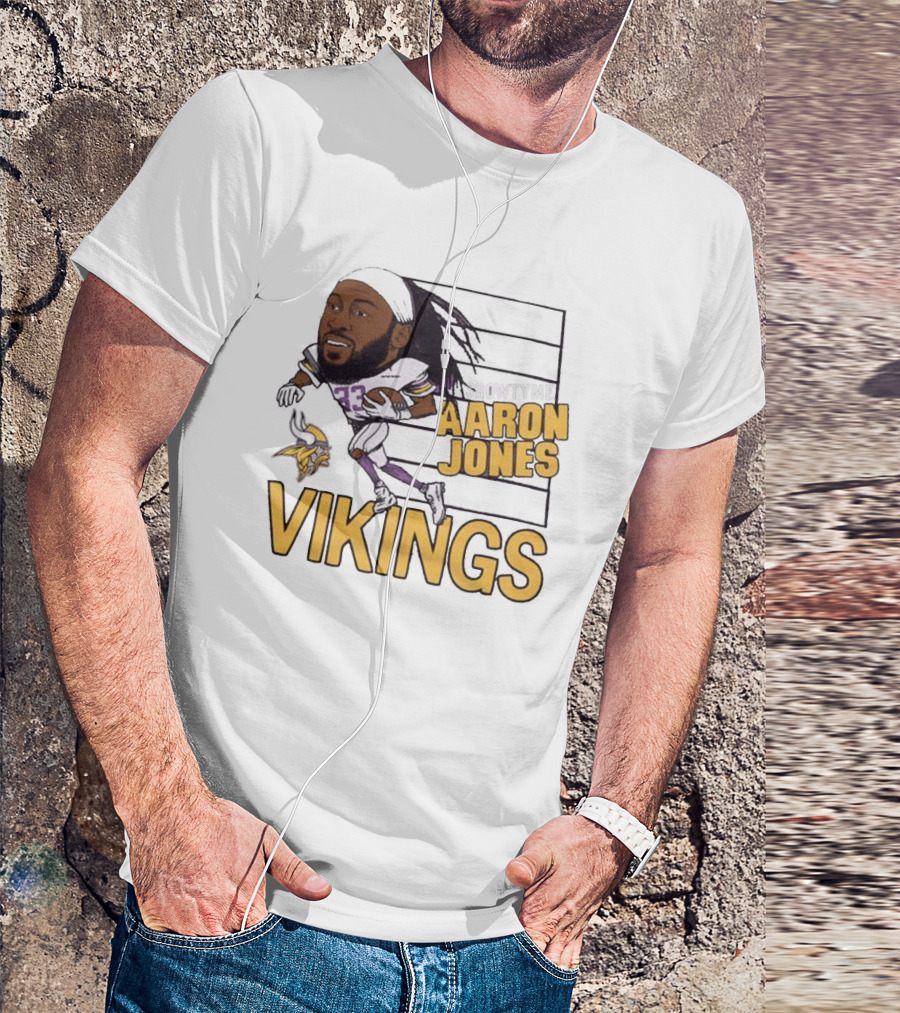 Vikings Showtyme Aaron Jones Football Cartoon Running T-Shirt