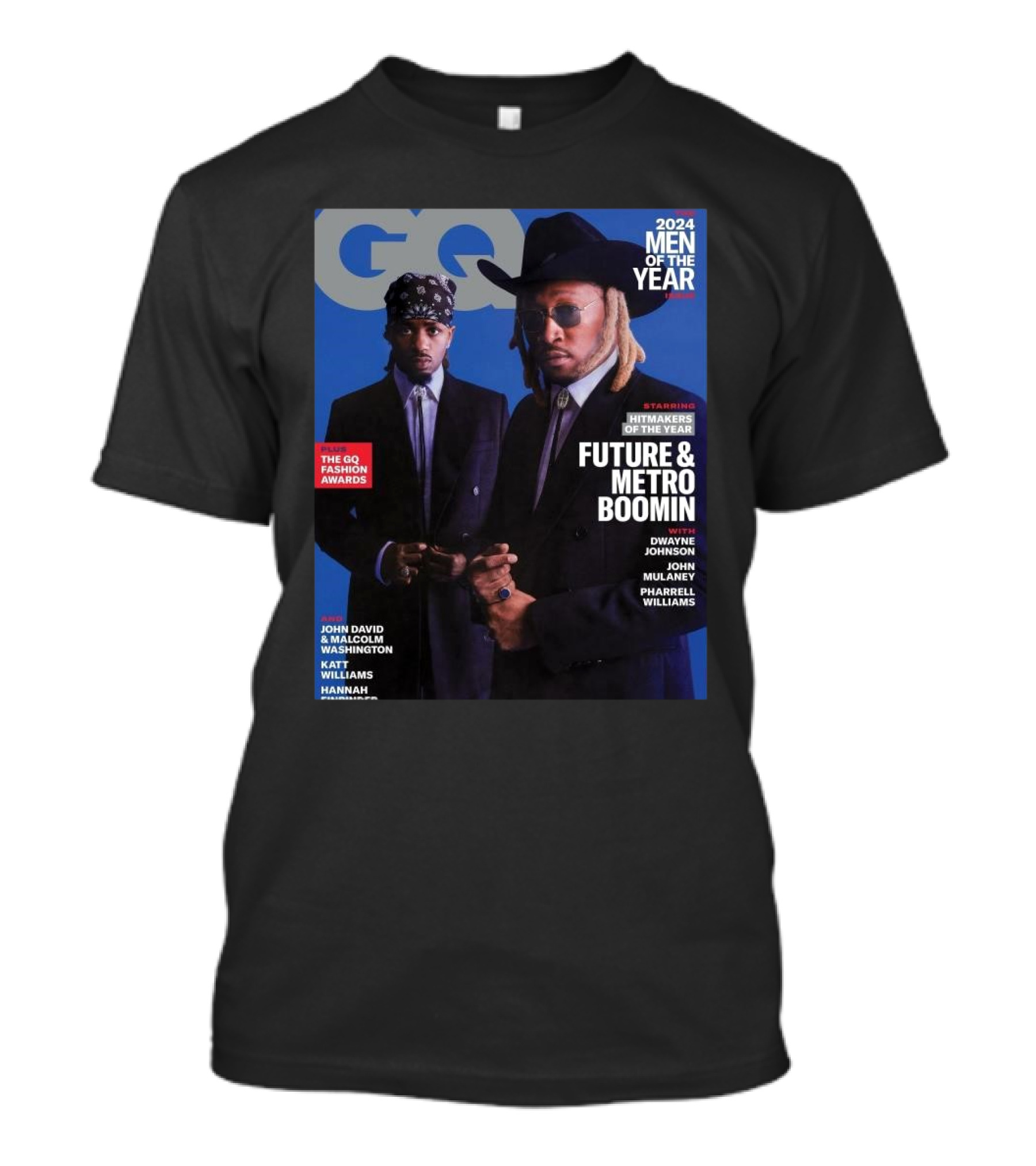 GQ Magazine 2024 Men Of The Year Future And Metro Boomin Featuring Dwayne Johnson John Mulaney Pharrell Williams T-Shirt