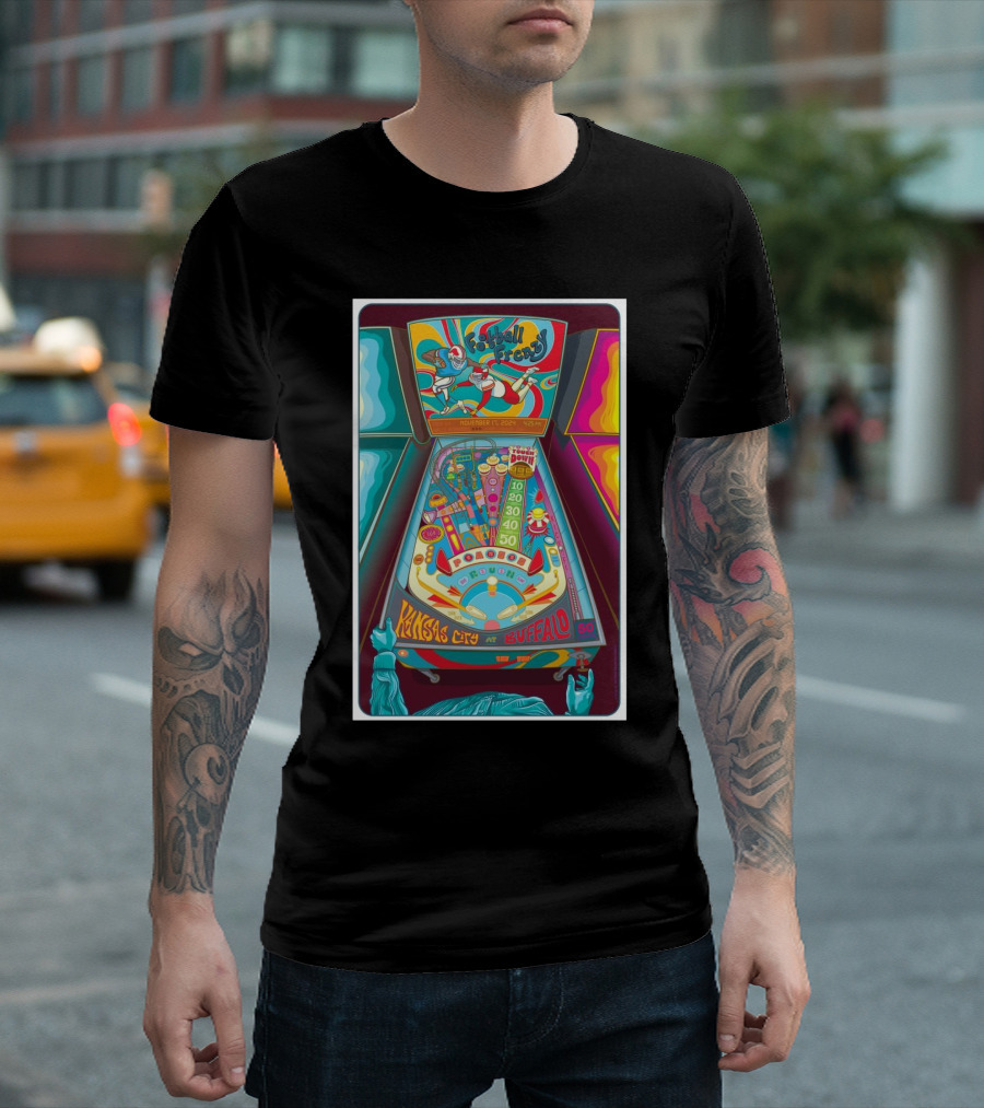 Football Frenzy Kansas City Chiefs Vs Buffalo Bills November 17 2024 Pinball T-Shirt