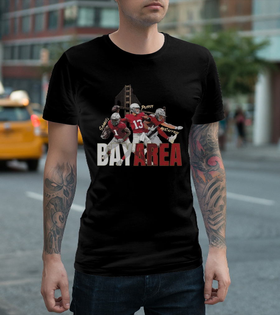 Sammel Purdy McCaffrey San Francisco 49ers Bay Area NFL Trio Football T-Shirt