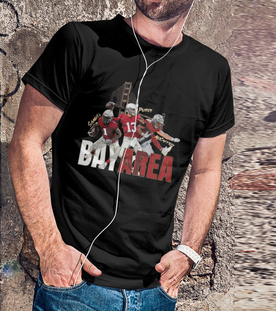 Sammel Purdy McCaffrey San Francisco 49ers Bay Area NFL Trio Football T-Shirt