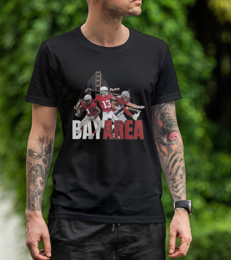 Sammel Purdy McCaffrey San Francisco 49ers Bay Area NFL Trio Football T-Shirt